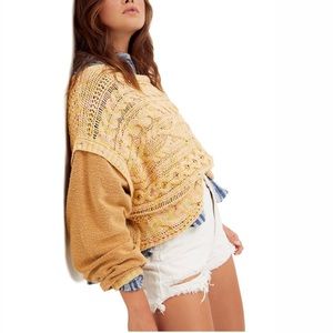 NWT FREE PEOPLE Honey Cable Pullover Honeycomb SZ: M